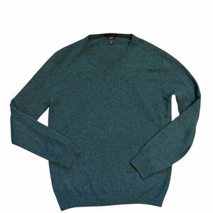 J Crew Sweater Mens Large Gray Long Sleeve 100% Italian Cashmere Pullover V-Neck
